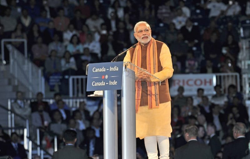 The Prime Minister, Shri Narendra Modi addressing the huge gathering at ..