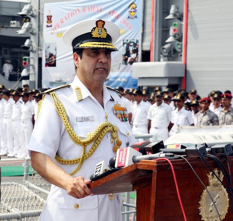 The Chief of Naval Staff, Admiral R.K. Dhowan addressing at the Naval Investiture Ceremony,..