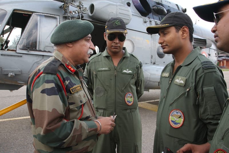 The senior officer from Indian Army and Air Force are seen chalking out plan..