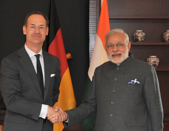 The CEO (Des.), Allianz, Mr. Oliver Baete meeting the Prime Minister, Shri Narendra Modi, at Berlin, in Germany