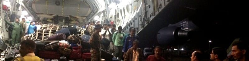 Indians evacuated from Yemen in an IAF C17 Globemaster-III aircraft reached at Mumbai airport