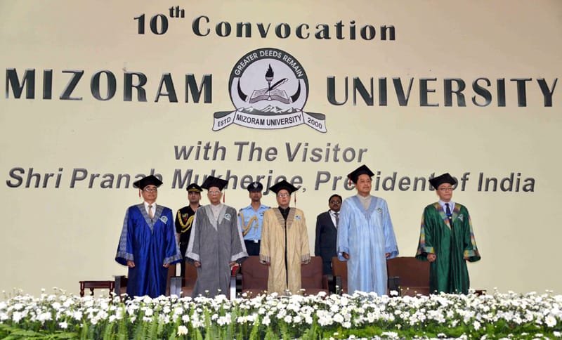 The President, Shri Pranab Mukherjee at the 10th Convocation of Mizoram University, in Aizawl, Mizoram
