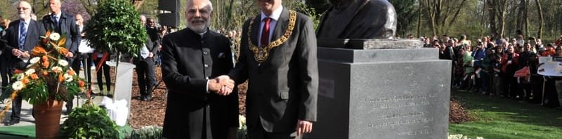 The Prime Minister, Shri Narendra Modi with the Mayor of Hannover, Germany, Mr. Stefan Schostok ..