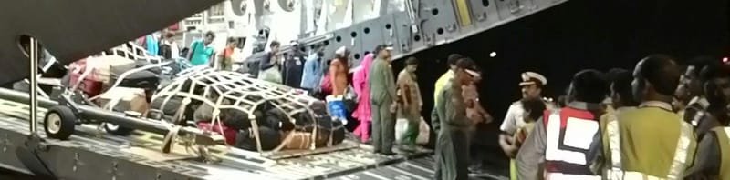 Evacuated people from Yemen in an Indian Air Force (IAF) C-17 aircraft reached at Kochi airport