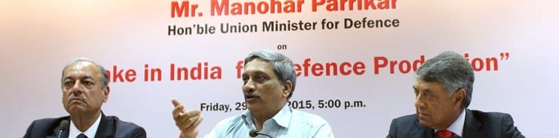 The Union Minister for Defence, Shri Manohar Parrikar addressing at an interactive meeting..