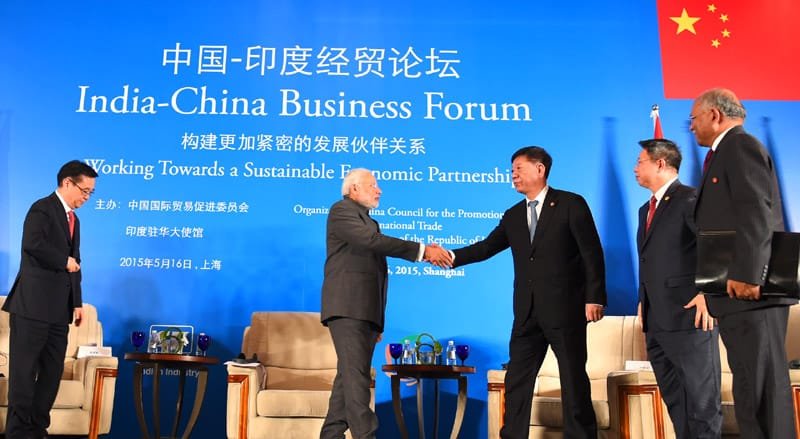 The Prime Minister, Shri Narendra Modi at the India-China Business Forum, in Shanghai, China
