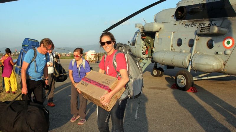 The American Medical Team consisting of 03 doctors and 02 paramedics at Kathmandu airport ..