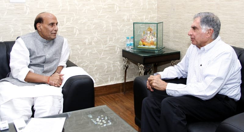 The Chairman emeritus, Tata Group, Shri Ratan Tata calling on the Union Home Minister, Shri Rajnath Singh, in New Delhi