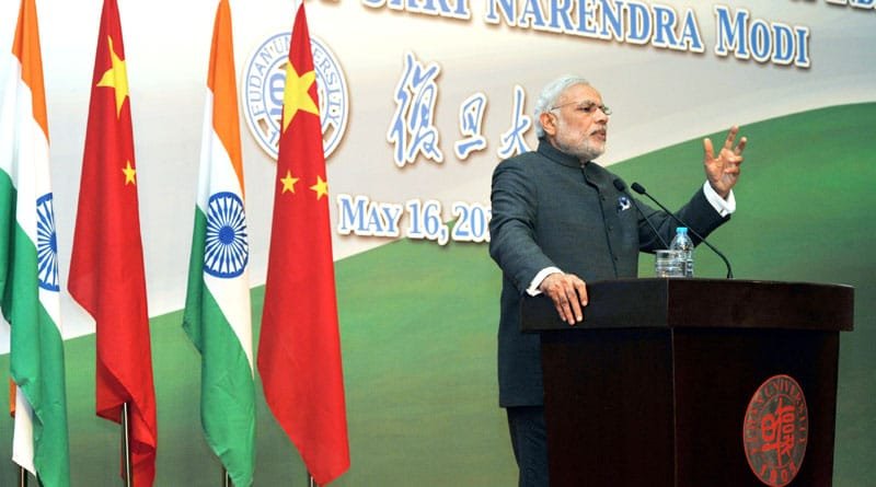 The Prime Minister, Shri Narendra Modi addressing at the launch of the Centre for Gandhian..