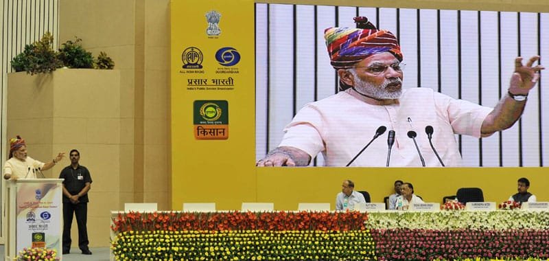 The Prime Minister, Shri Narendra Modi addressing at the launching ceremony of DD Kisan Channel, in New Delhi