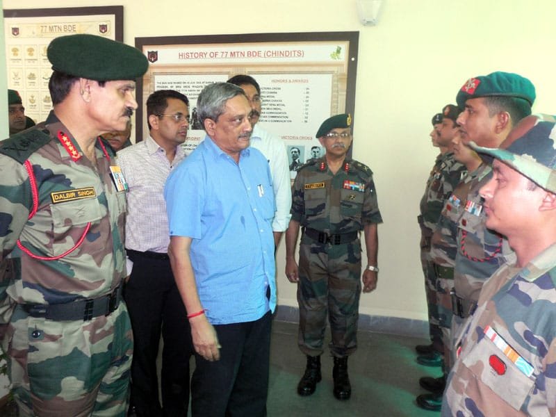 The Union Minister for Defence, Shri Manohar Parrikar interacting with the officers of..