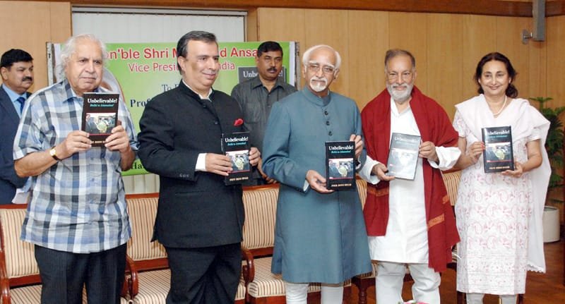 The Vice President, Shri Mohd. Hamid Ansari releasing a book entitled “Unbelievable – Delhi to Islamabad’ ..