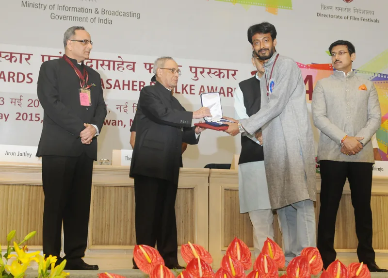 The President, Shri Pranab Mukherjee presenting the Rajat Kamal Award for..