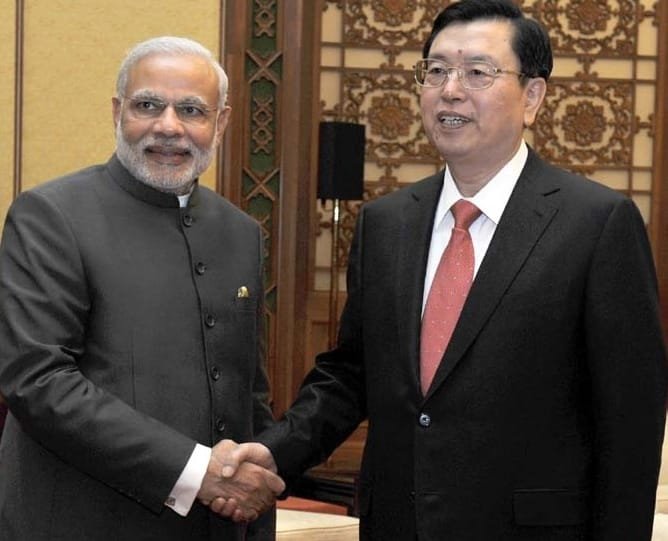 The Prime Minister, Shri Narendra Modi meeting the Chairman of National People’s Congress..