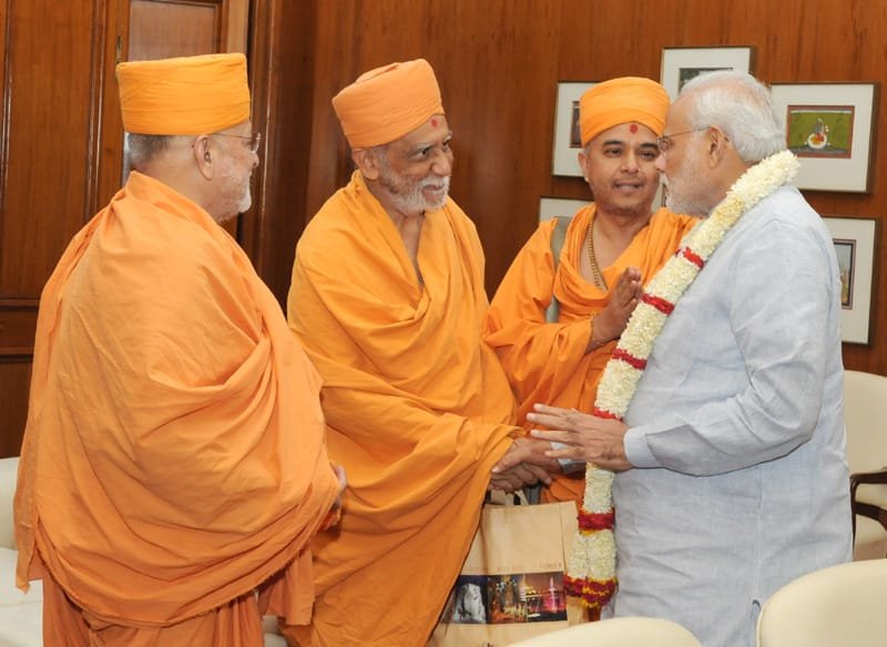 Shri Brahmvihari Swamy calls on the Prime Minister, Shri Narendra Modi, in New Delhi