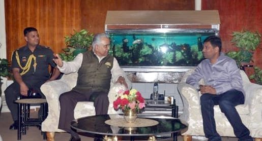 The Minister of State for Panchayati Raj, Shri Nihalchand calling on the Chief Minister of Mizoram..