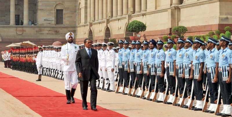 The President of the United Republic of Tanzania, Mr. Jakaya Kikwete inspecting…