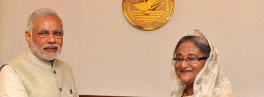 The Prime Minister, Shri Narendra Modi presents to the Prime Minister of Bangladesh,...