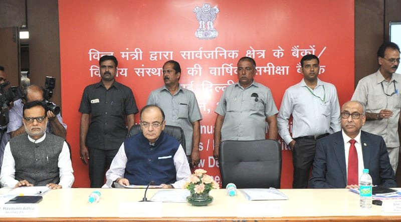 The Union Finance Minister, Shri Arun Jaitley in a meeting to review the performance of …