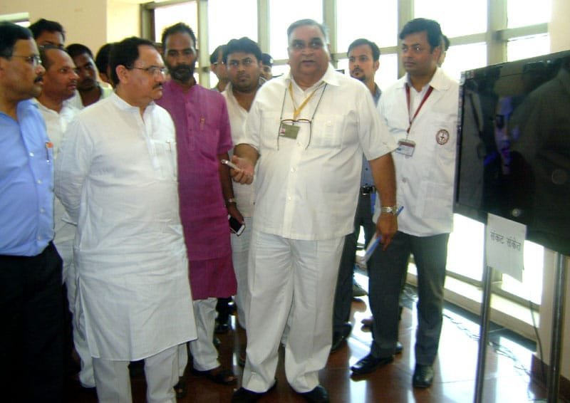 The Union Minister for Health and Family Welfare, Shri J.P. Nadda taking a round to review ..