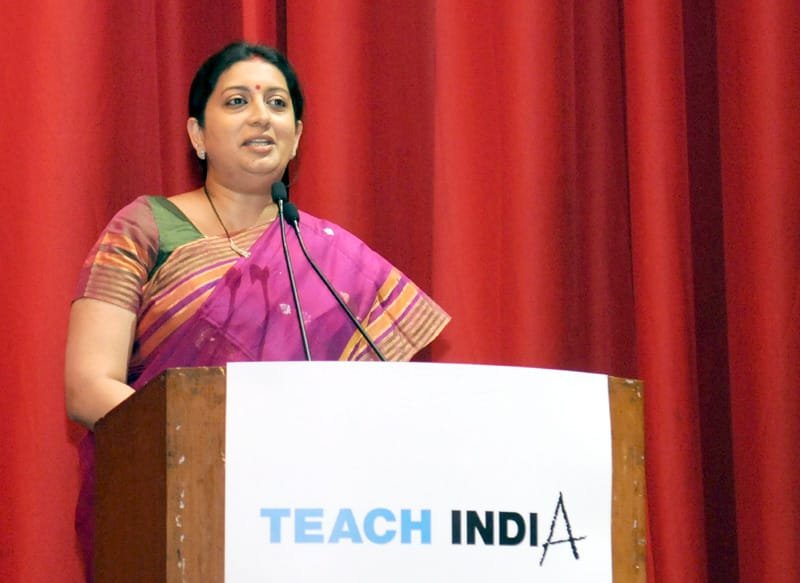 The Union Minister for Human Resource Development, Smt. Smriti Irani addressing …