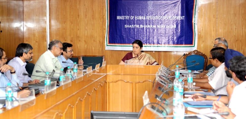 The Union Minister for Human Resource Development, Smt. Smriti Irani chairing the..