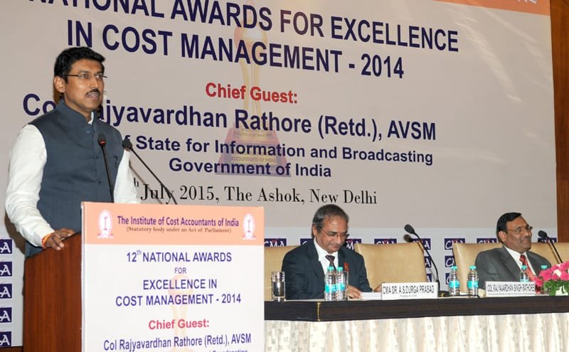 The Minister of State for Information & Broadcasting, Col. Rajyavardhan Singh Rathore addressing..