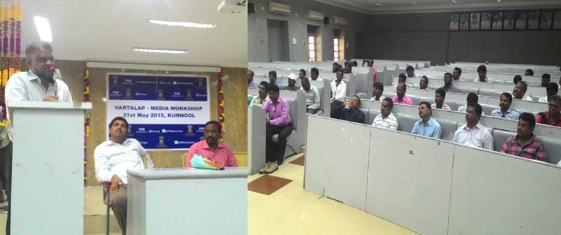 Prof. K. Stevenson, Department of Journalism, Osmania University, addressing at..