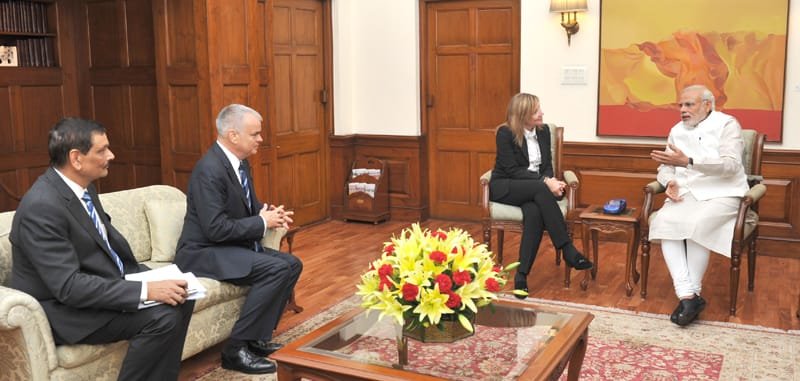 The CEO, General Motors, Ms. Mary Barra calling on the Prime Minister, Shri Narendra Modi, in New Delhi