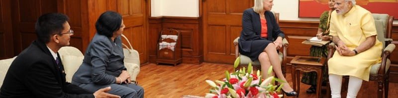 The CEO, IBM, Ms. Ginni Rometty calling on the Prime Minister, Shri Narendra Modi, in New Delhi