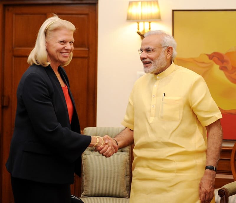 The CEO, IBM, Ms. Ginni Rometty calling on the Prime Minister, Shri Narendra Modi, in New Delhi