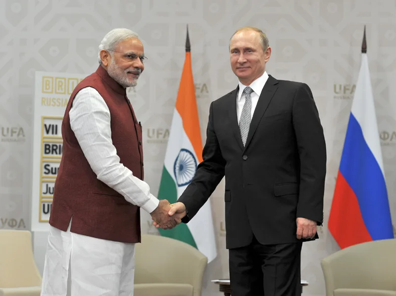 The Prime Minister, Shri Narendra Modi in bilateral meeting with the President of Russian Federation, ..