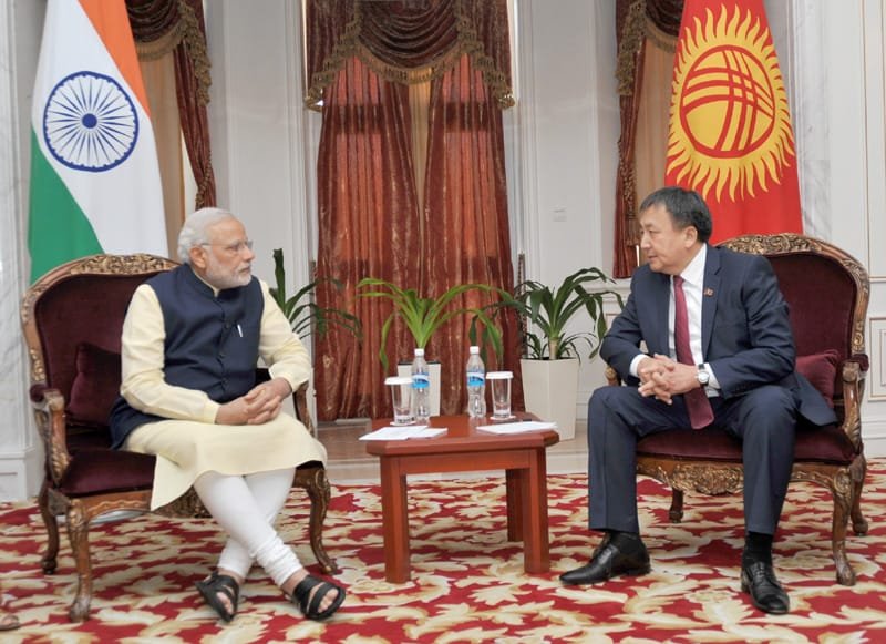 The Prime Minister, Shri Narendra Modi meeting the Speaker of the Kyrgyz Parliament,..