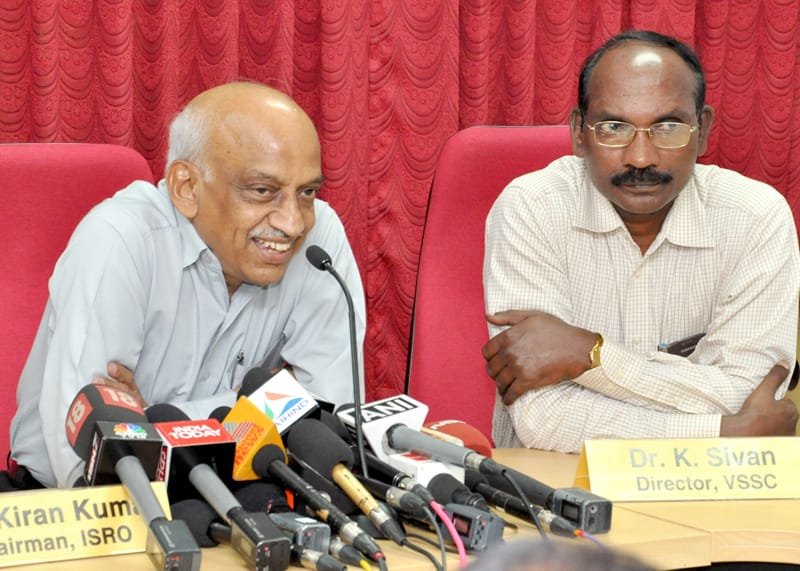 The ISRO Chairman, Shri A.S. Kiran Kumar addressing a Press conference, at ...