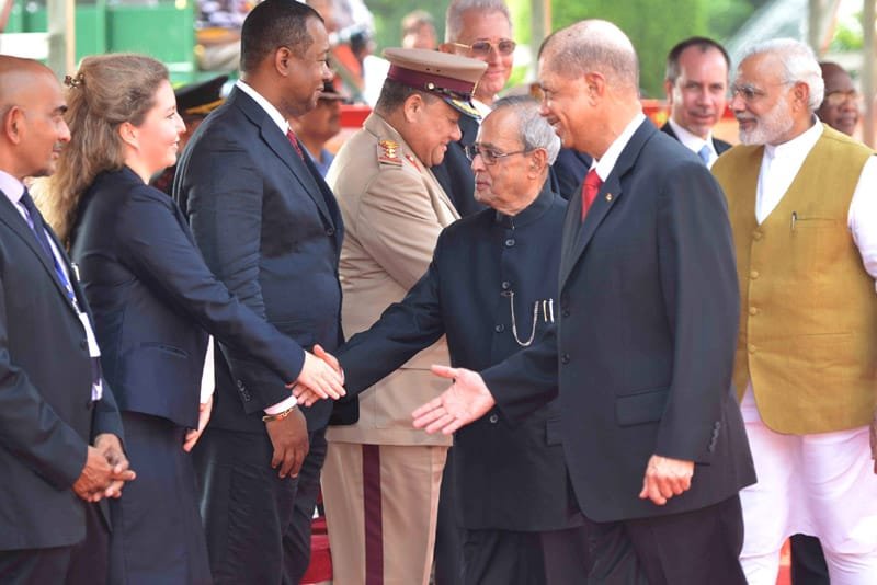 The President of the Republic of Seychelles, Mr. James Alix Michel introducing the …