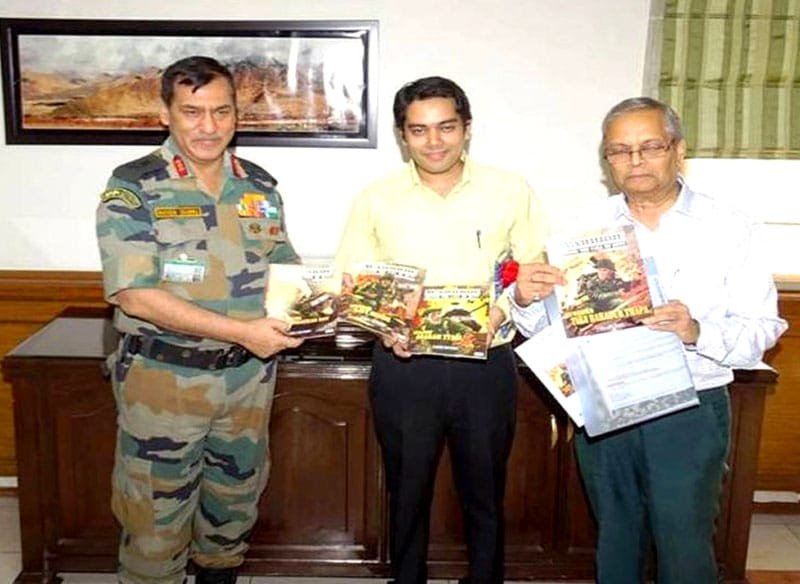 The Adjutant General of Indian Army, Lt. Gen. Rakesh Sharma releasing Aan Comics based..