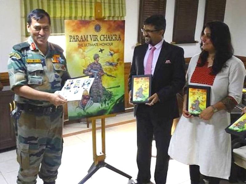 The Adjutant General of Indian Army, Lt. Gen. Rakesh Sharma releasing Amar Chitra Katha, ..