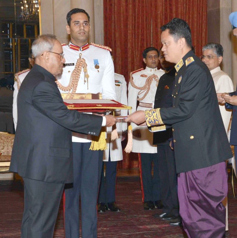 The Ambassador-designate of the Kingdom of Cambodia, Mr. Pichkhun Panha presenting..