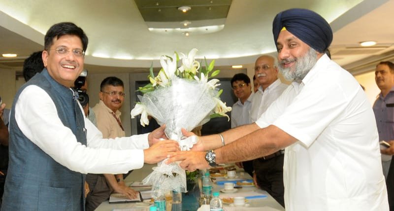 The Deputy Chief Minister of Punjab, Shri Sukhbir Singh Badal meeting the..