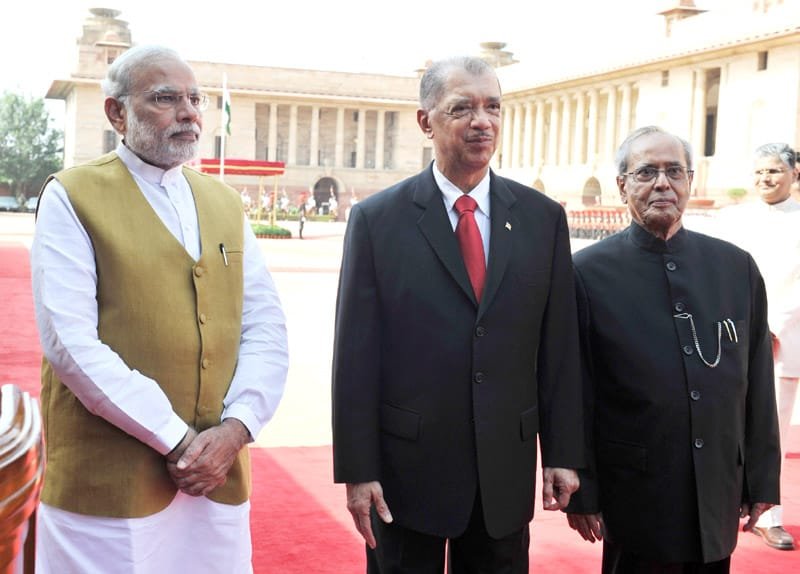 The President of the Republic of Seychelles, Mr. James Alix Michel with the ..