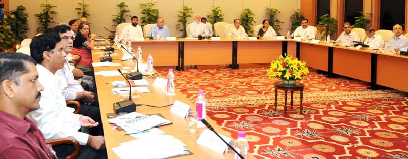 The Prime Minister, Shri Narendra Modi chairing a high level meeting on sugar sector, in New Delhi