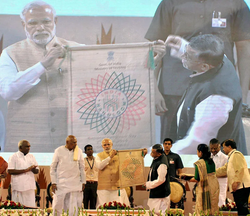 The Prime Minister, Shri Narendra Modi launching the India Handloom brand, ..