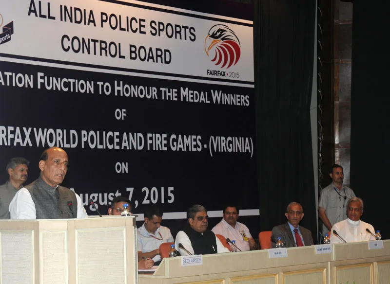 The Union Home Minister, Shri Rajnath Singh addressing at the felicitation ceremony of ..