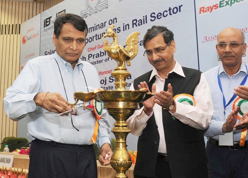 The Union Minister for Railways, Shri Suresh Prabhakar Prabhu lighting the…