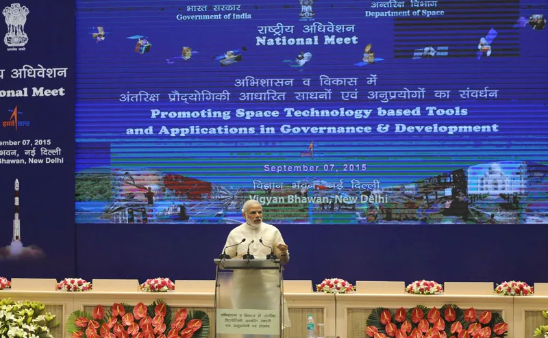 The Prime Minister, Shri Narendra Modi addressing at the National Meet on..