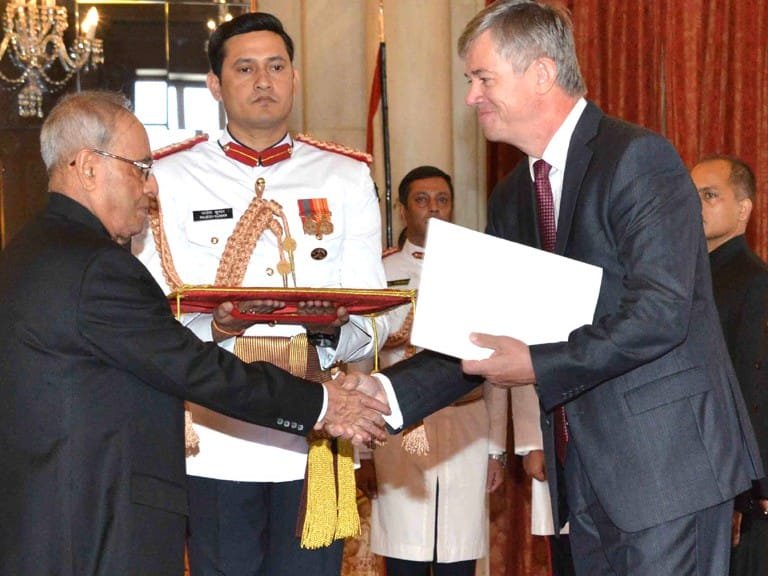 The Ambassador-designate of the Czech Republic, Mr. Milan Hovorka presenting ..