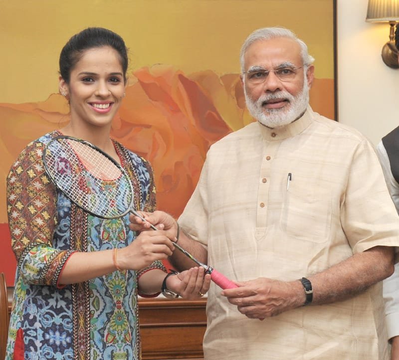 The Indian badminton player, Saina Nehwal calls on the Prime Minister, Shri Narendra Modi,..