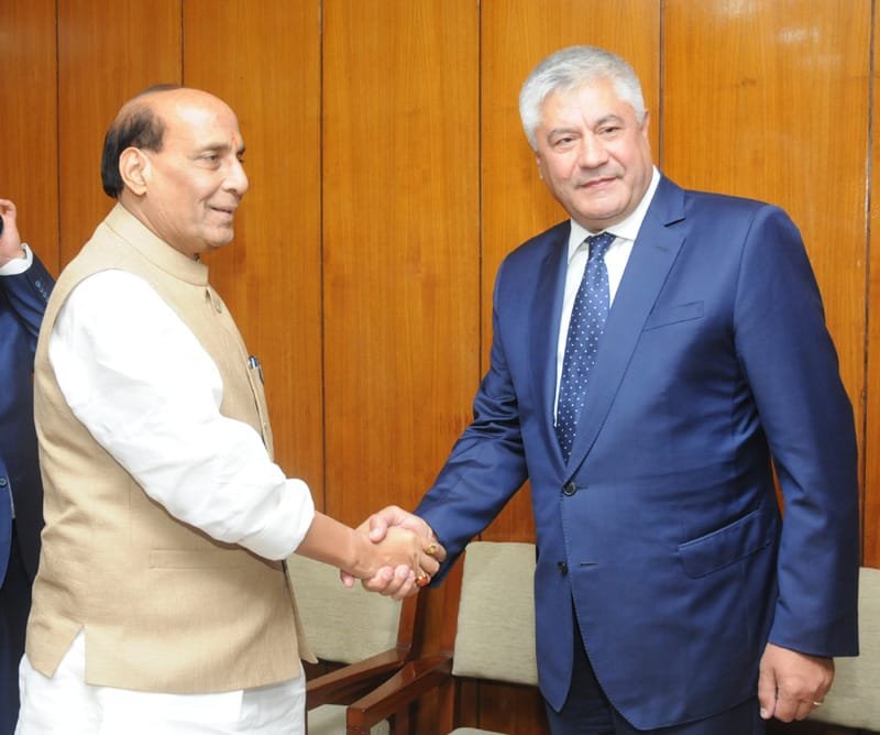 The Union Home Minister, Shri Rajnath Singh shaking hands with the Minister of the..