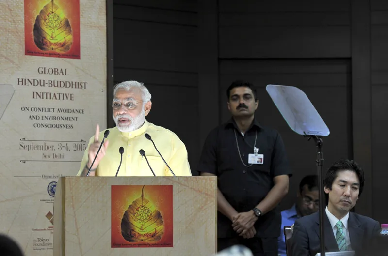 The Prime Minister, Shri Narendra Modi addressing at the “Samvad”- Global Hindu-..