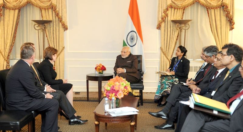 The Prime Minister, Shri Narendra Modi meets the Chairman of Lockheed Martin, Ms. Marillyn Hewson, in New York